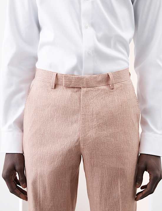 Tailored Fit Italian Performance Linen Blend Suit Trousers