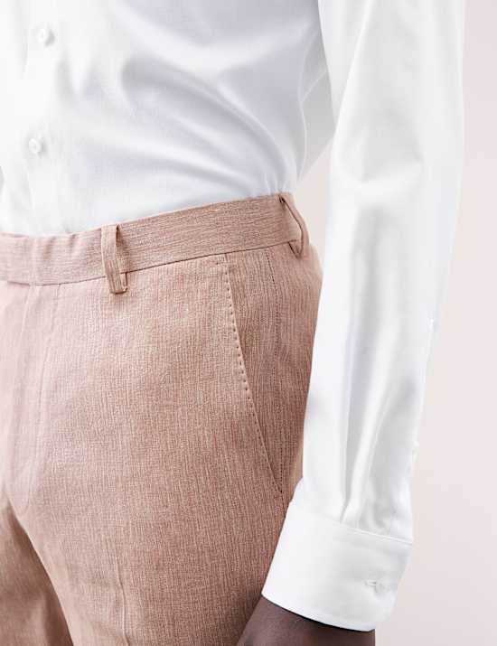 Tailored Fit Italian Performance Linen Blend Suit Trousers
