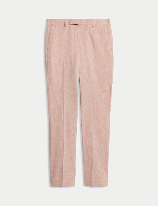 Tailored Fit Italian Performance Linen Blend Suit Trousers