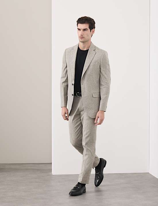 Anzughose aus italienischem Funktionsleinen-Mischgewebe mit eng anliegender Passform