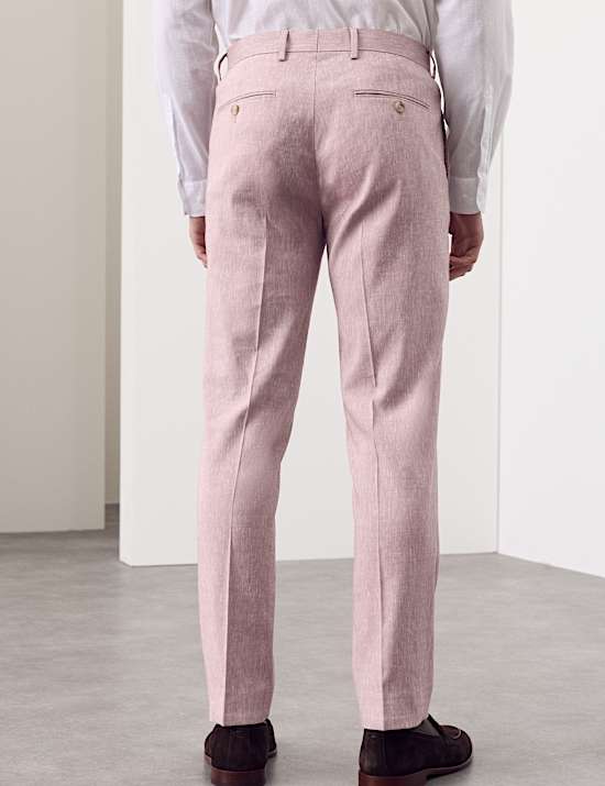Tailored Fit Italian Performance Linen Blend Suit Trousers