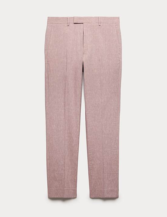 Tailored Fit Italian Performance Linen Blend Suit Trousers