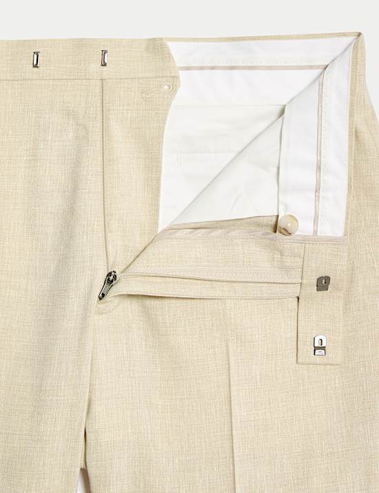 Tailored Fit Italian Performance Linen Blend Suit Trousers