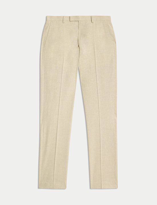 Tailored Fit Italian Performance Linen Blend Suit Trousers