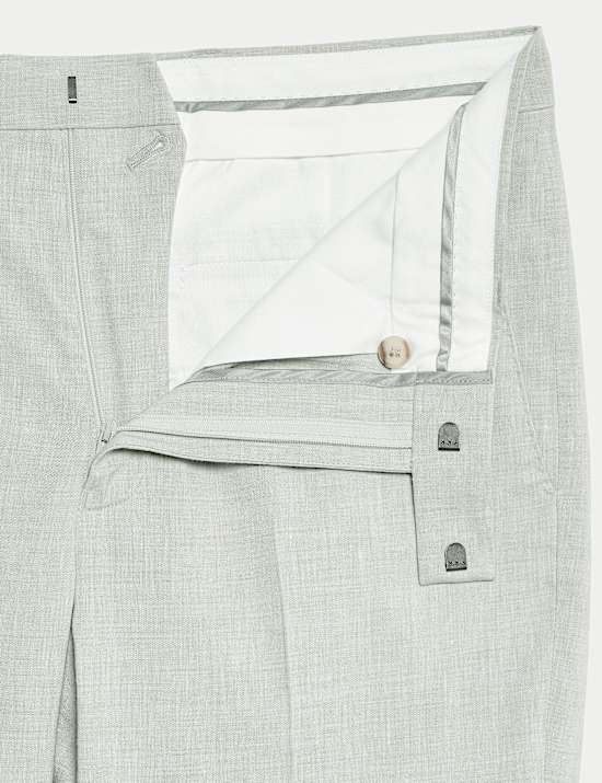 Tailored Fit Italian Performance Linen Blend Suit Trousers