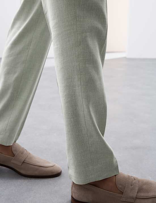 Tailored Fit Italian Performance Linen Blend Suit Trousers