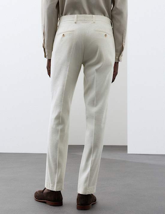 Tailored Fit Italian Performance Linen Blend Suit Trousers