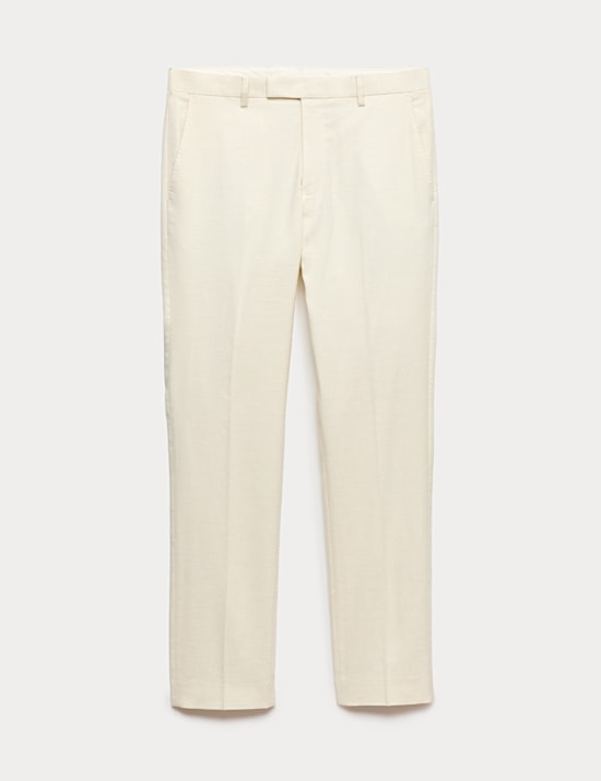 Tailored Fit Italian Performance Linen Blend Suit Trousers