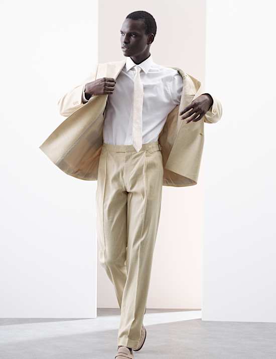 Anzughose aus italienischem Funktionsleinen-Mischgewebe mit eng anliegender Passform