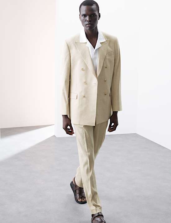 Anzughose aus italienischem Funktionsleinen-Mischgewebe mit eng anliegender Passform