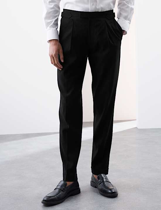 Pantalones de traje de corte italiano de rendimiento en mezcla de lino