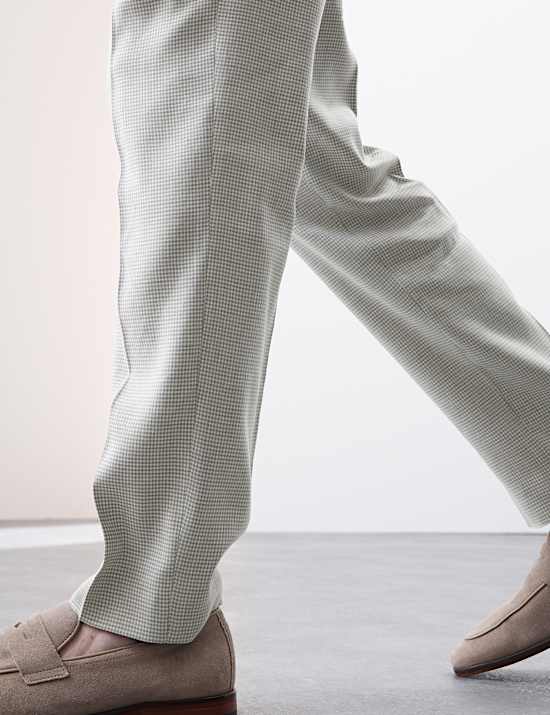 Tailored Fit Italian Performance Linen Blend Suit Trousers