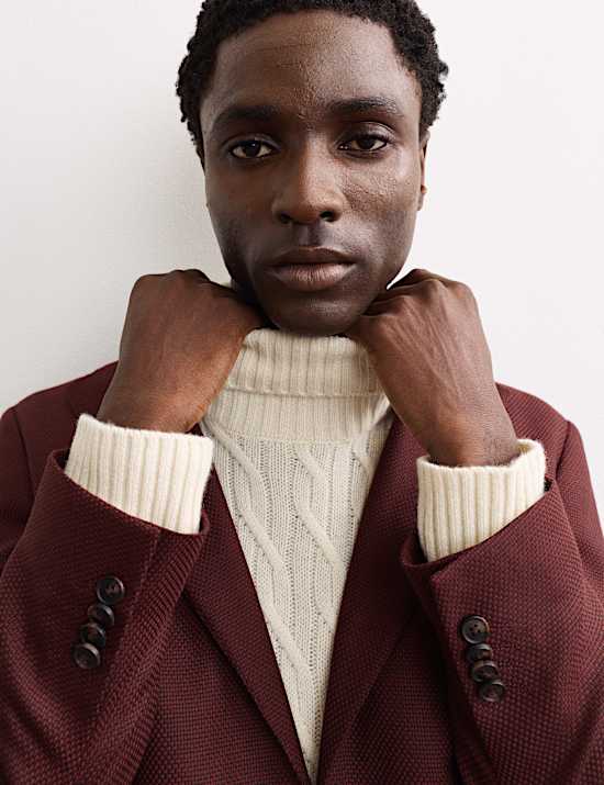 Tailored Fit Italian Wool Textured Blazer