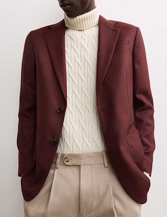 Tailored Fit Italian Wool Textured Blazer