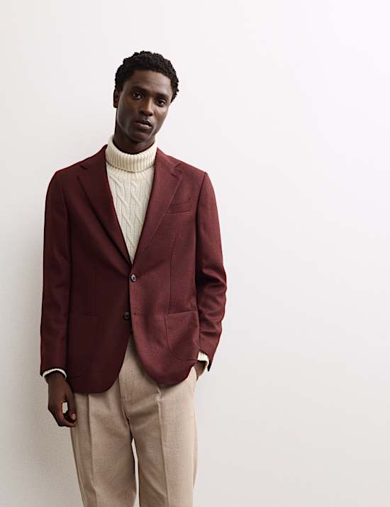 Tailored Fit Italian Wool Textured Blazer