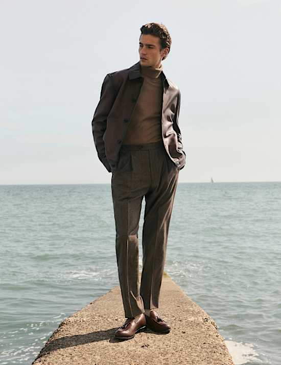 Italian Wool Flannel Puppytooth Trousers