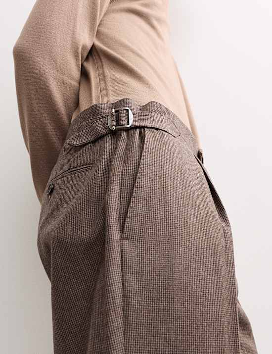 Italian Wool Flannel Puppytooth Trousers