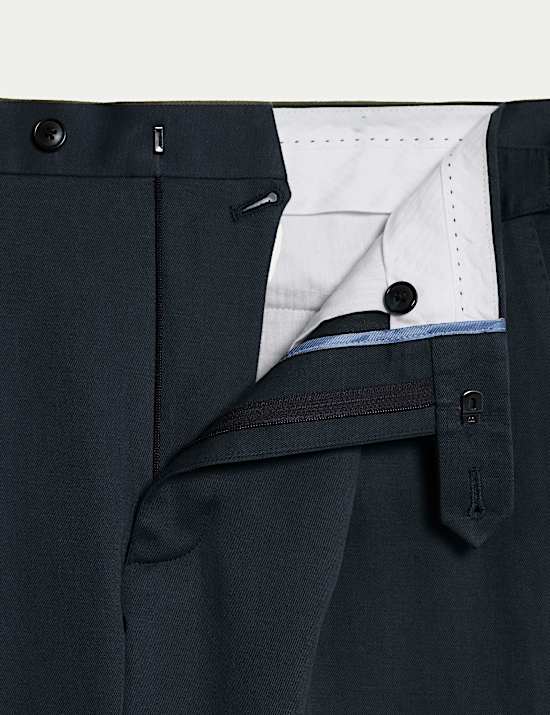 Tailored Fit Twill Cotton Linen Trousers