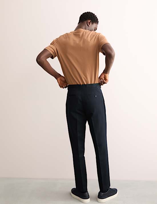 Tailored Fit Twill Cotton Linen Trousers