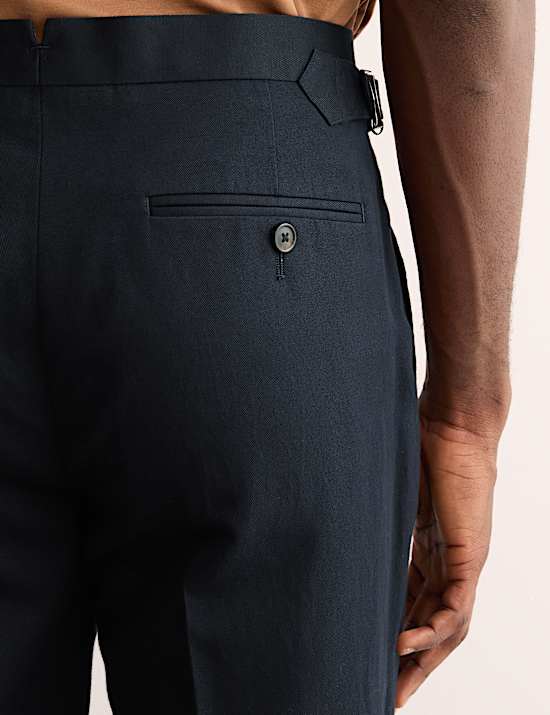 Tailored Fit Twill Cotton Linen Trousers