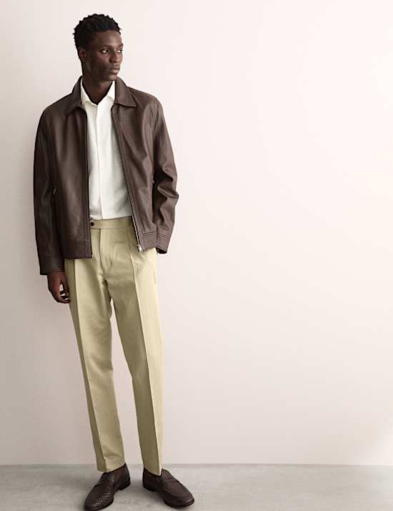 Tailored Fit Twill Cotton Linen Trousers