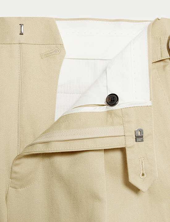 Tailored Fit Twill Cotton Linen Trousers