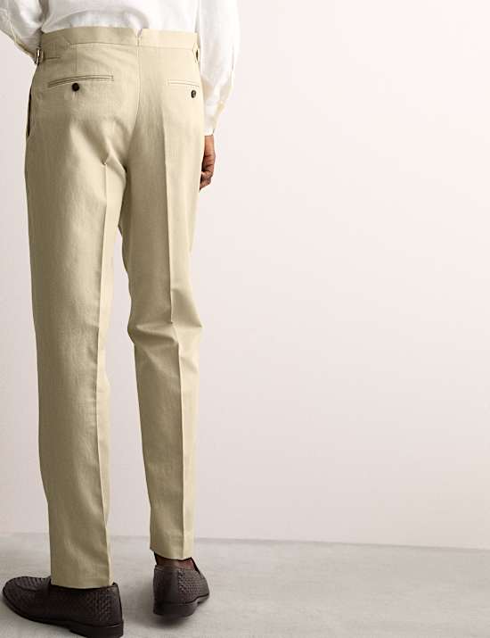 Tailored Fit Twill Cotton Linen Trousers