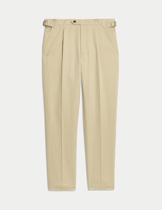 Tailored Fit Twill Cotton Linen Trousers