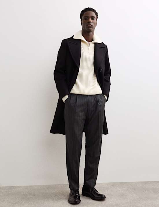 Pantalon van Italiaanse wol met krijtstreep