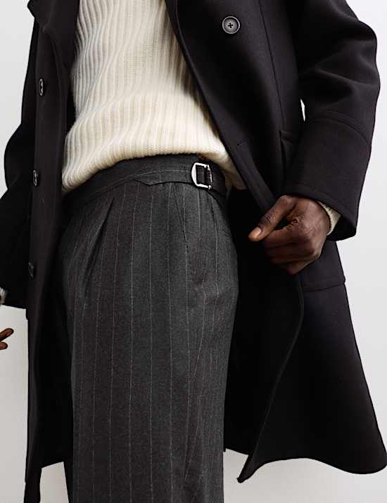 Pantalon van Italiaanse wol met krijtstreep