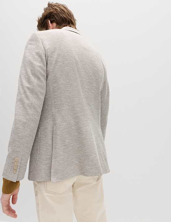 Tailored Fit Cotton Blend Textured Stretch Blazer