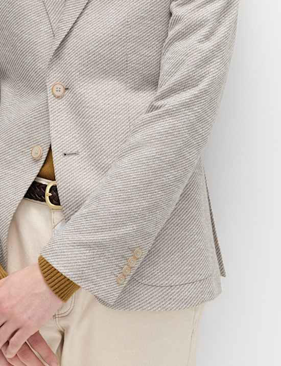 Tailored Fit Cotton Blend Textured Stretch Blazer