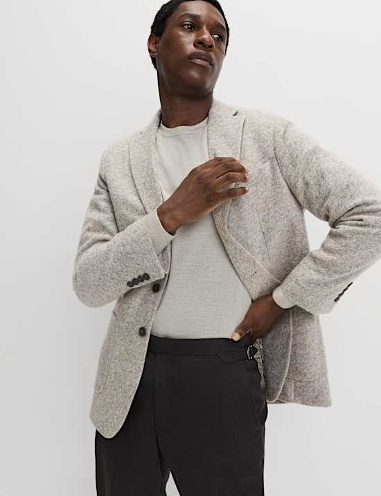 Tailored Fit Wool Blend Textured Blazer