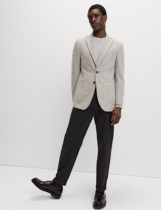 Tailored Fit Wool Blend Textured Blazer