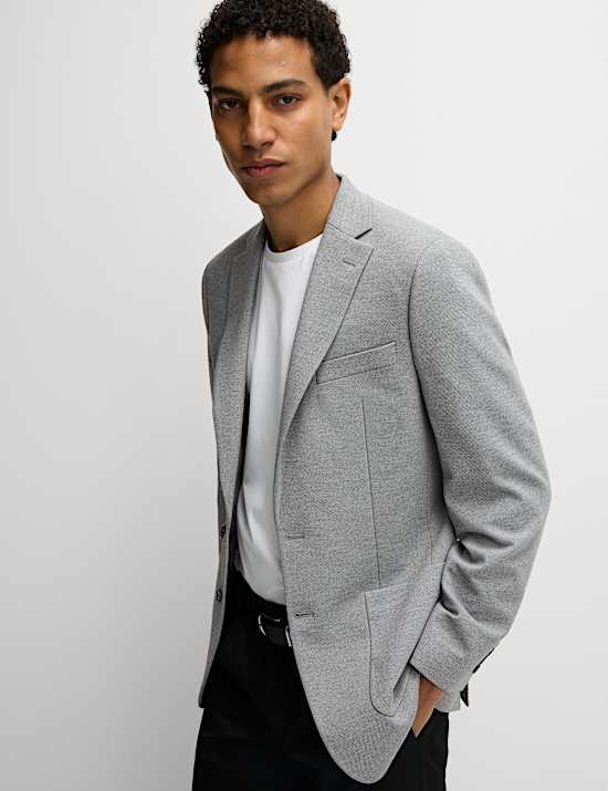 Tailored Fit Jersey Textured Blazer