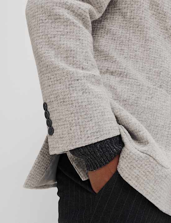 Tailored Fit Wool Blend Micro Check Blazer