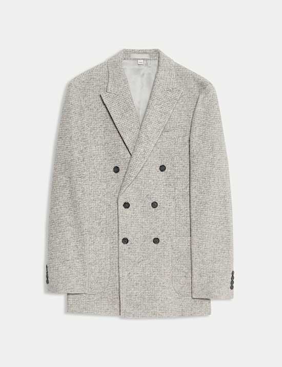 Tailored Fit Wool Blend Micro Check Blazer