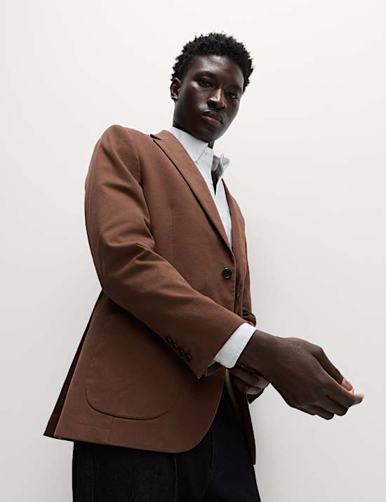 Tailored Fit Cotton Rich Peached Stretch Blazer