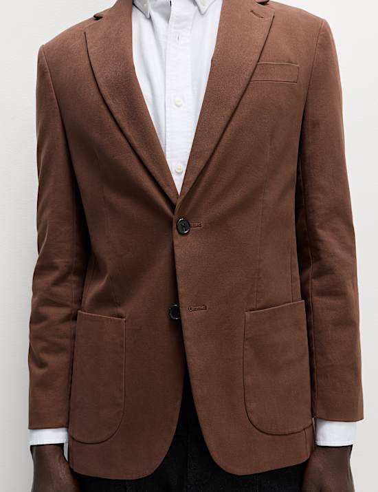 Ελαστικό μπλέιζερ με προσαρμοσμένη εφαρμογή και υψηλή περιεκτικότητα σε βαμβάκι με χνουδωτή υφή