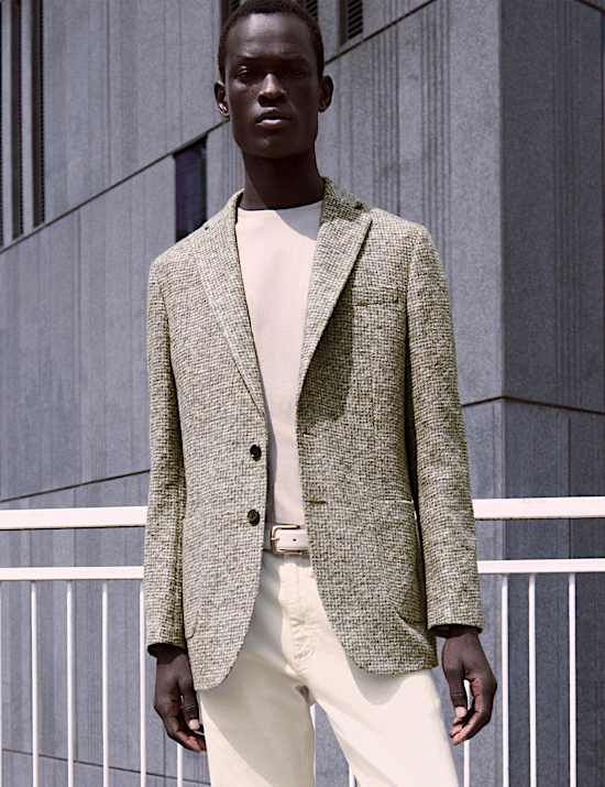 Tailored Fit Wool Blend Textured Blazer