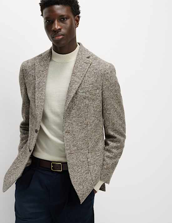 Tailored Fit Wool Blend Textured Blazer