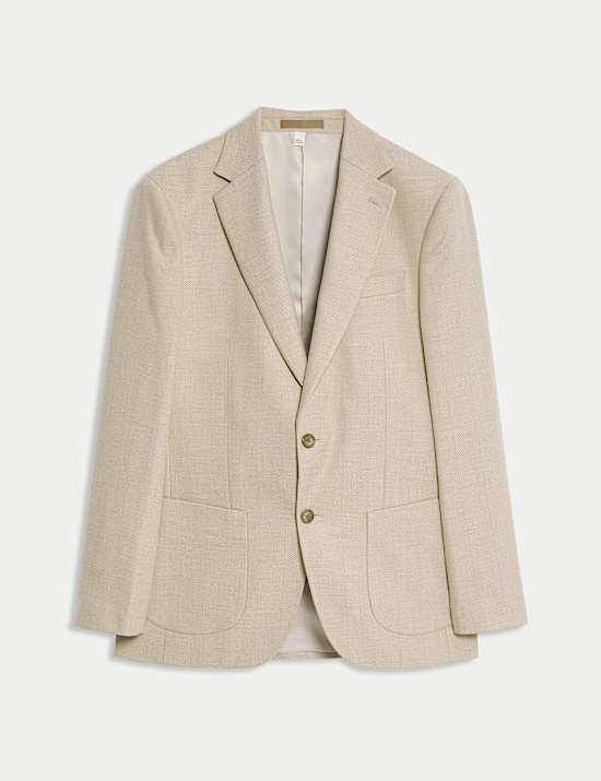 Tailored Fit Herringbone Stretch Blazer