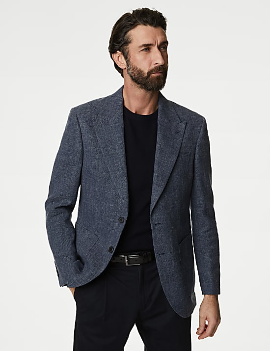 Italian Linen Blend Textured Blazer