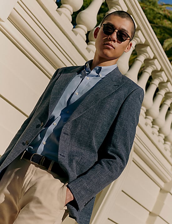 Italian Linen Blend Textured Blazer