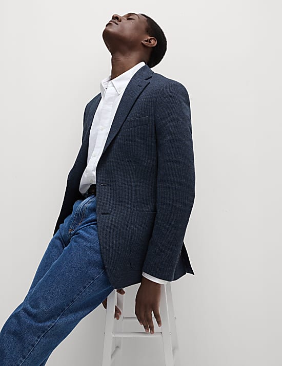 Tailored Fit Cotton Rich Puppytooth Blazer