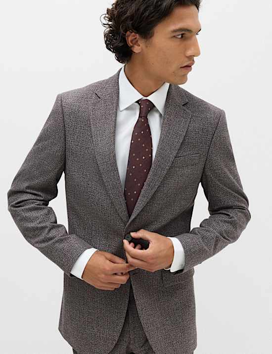 Tailored Fit Micro Check Suit Jacket