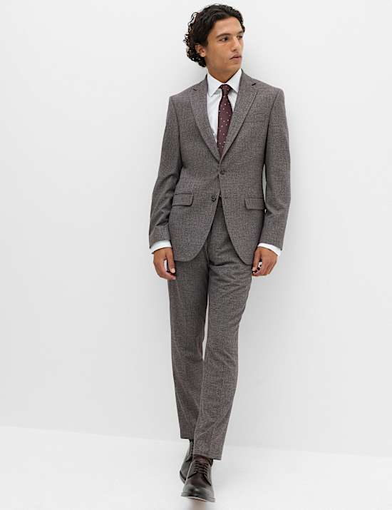 Tailored Fit Micro Check Suit Jacket