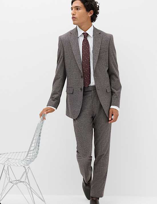 Tailored Fit Micro Check Suit Jacket