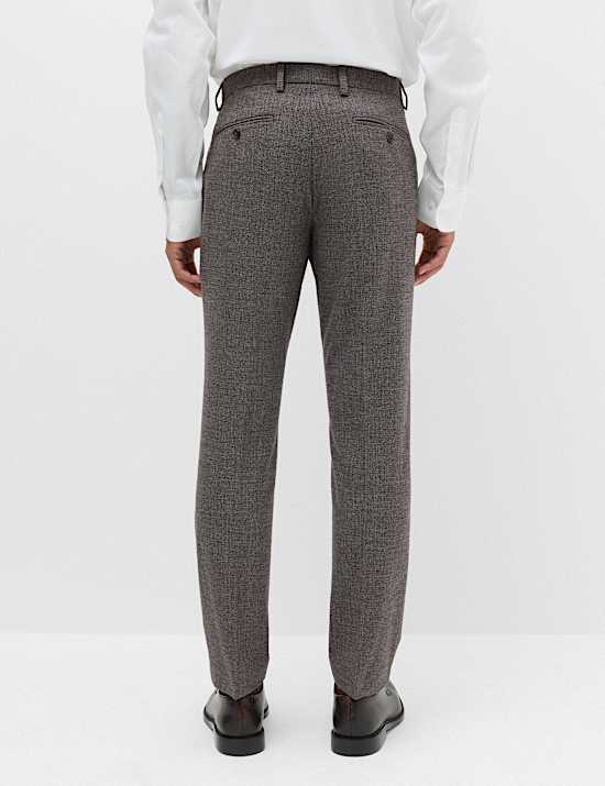 Tailored Fit Micro Check Suit Trousers