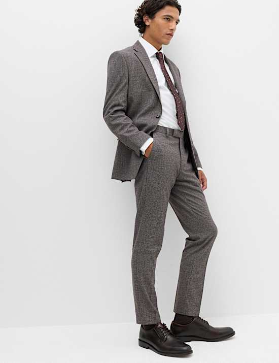 Tailored Fit Micro Check Suit Trousers